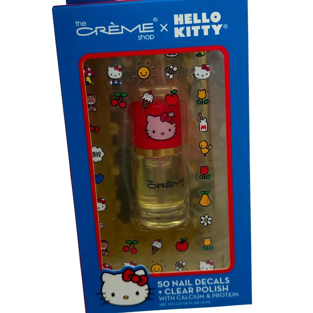 The Creme Shop Hello Kitty 50 Nail Decals Clear Polish Set Sanrio Kids New